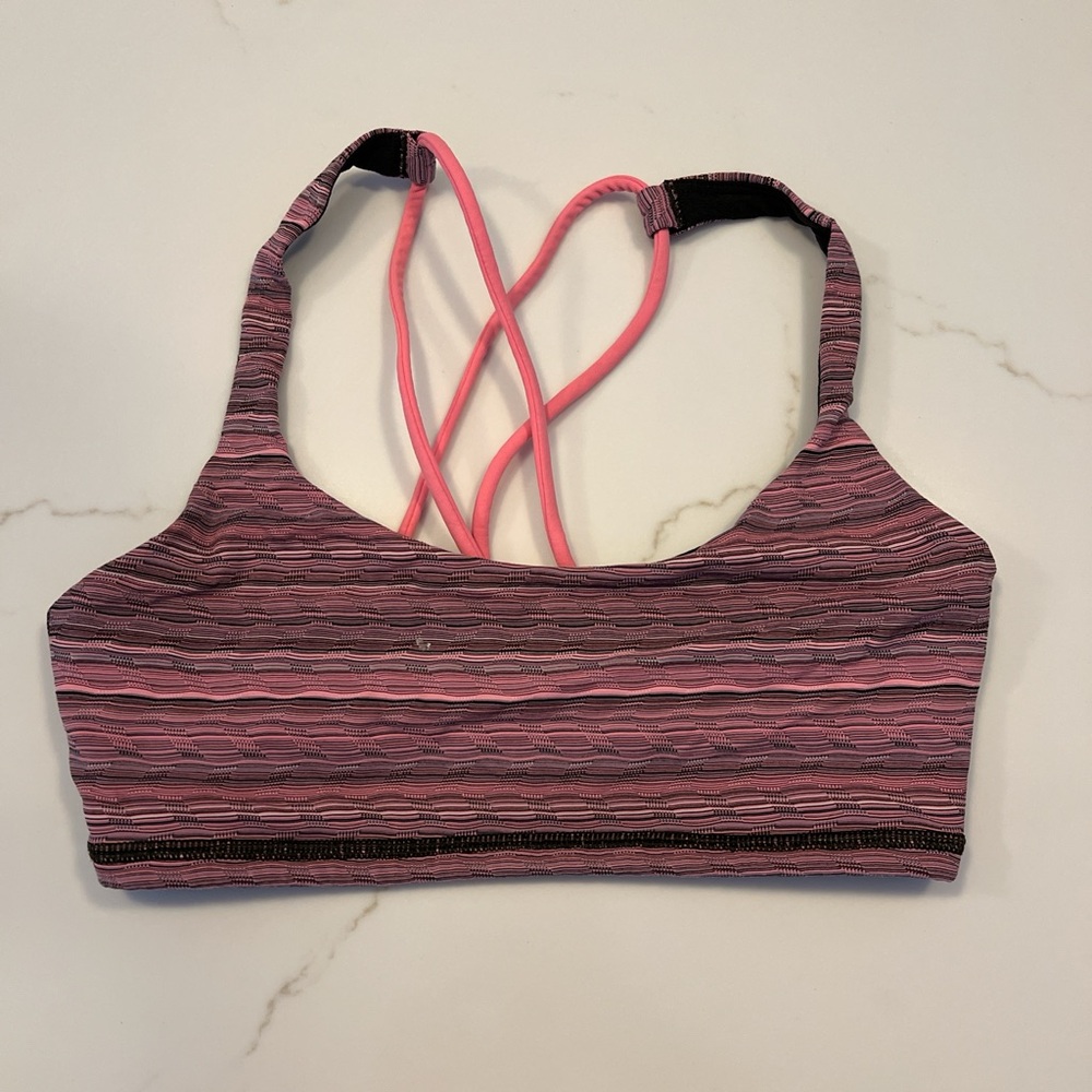 Pink Striped Women's Sports Bra